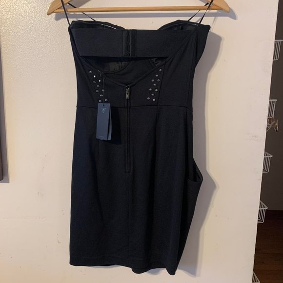 GUESS Studded Tube Strapless Cocktail New Black Dress Sz 2 - Picture 7 of 9